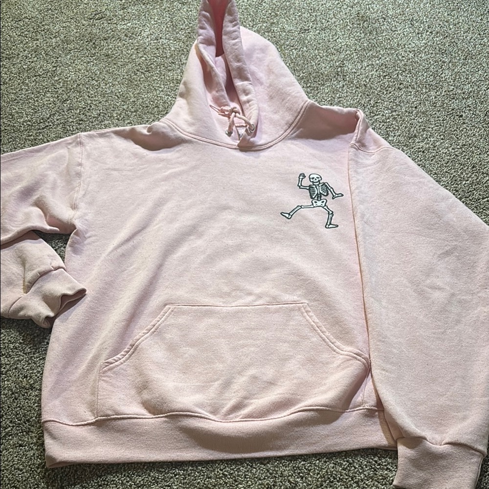Pink Hoodie with Skeleton Design